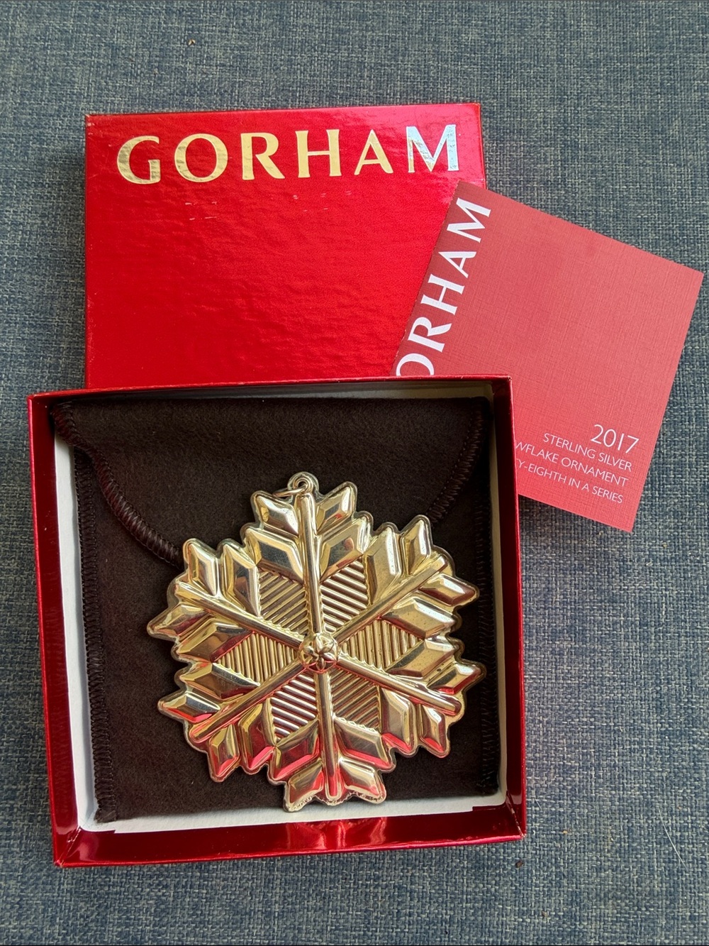 Gorham 2017 Sterling Silver Snowflake Ornament 48th Edition w/ Box & Pouch